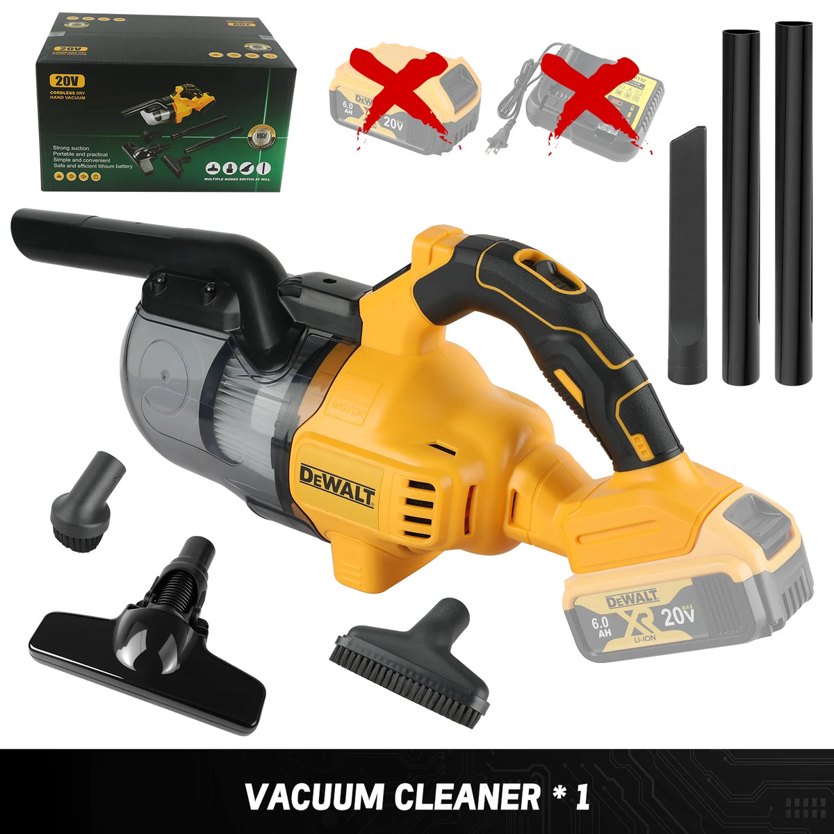 DEWALT dcv501 20V Cordless Vacuum Cleaner 18V powerful, LED Lighting, 0.7L Large Dust Cup,for Home and Car Interior Cleaning
