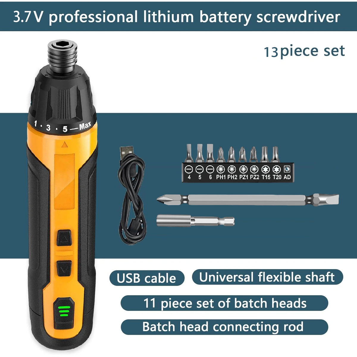 2000mAh 3.7V Cordless Screwdriver 6-Speed Torque Screwdriver, Portable Electric Screwdriver, Hand Tools, Torque Screwdriver Set