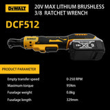 Dewalt DCF512 Cordless Brushless Impact Wrench Long Reach Ratchet Wrench for Automobile Disassembly Furniture Maintenance