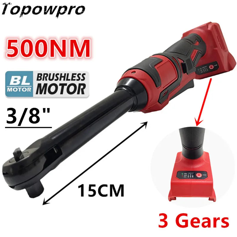 Brushless Extended Electric Ratchet Wrench For Milwaukee 18V Battery 3 Gears Cordless Driver 3/8" Removal Screw Nut Power Tools
