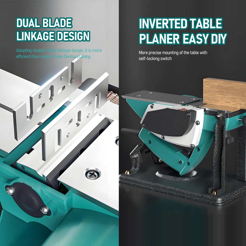 Electric Hand Planer 220V 1800W Multi-Functional Handheld Wood Planer Adjustable Depth Portable Electric Planer with Blade