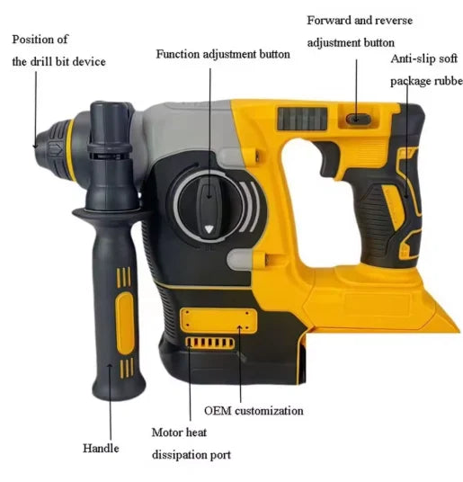 DEWALT 18V/20V MAX Brushless SDS-Plus Rotary Hammer Drill, 1" L-Handle, 3-Speed Woodworking Impact Drill (Tool Only)