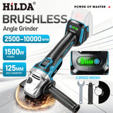 HILDA 21V Brushless Angle Grinder Cordless Handheld Electric Power Tool for Makita Battery For Metal Wood Cutting