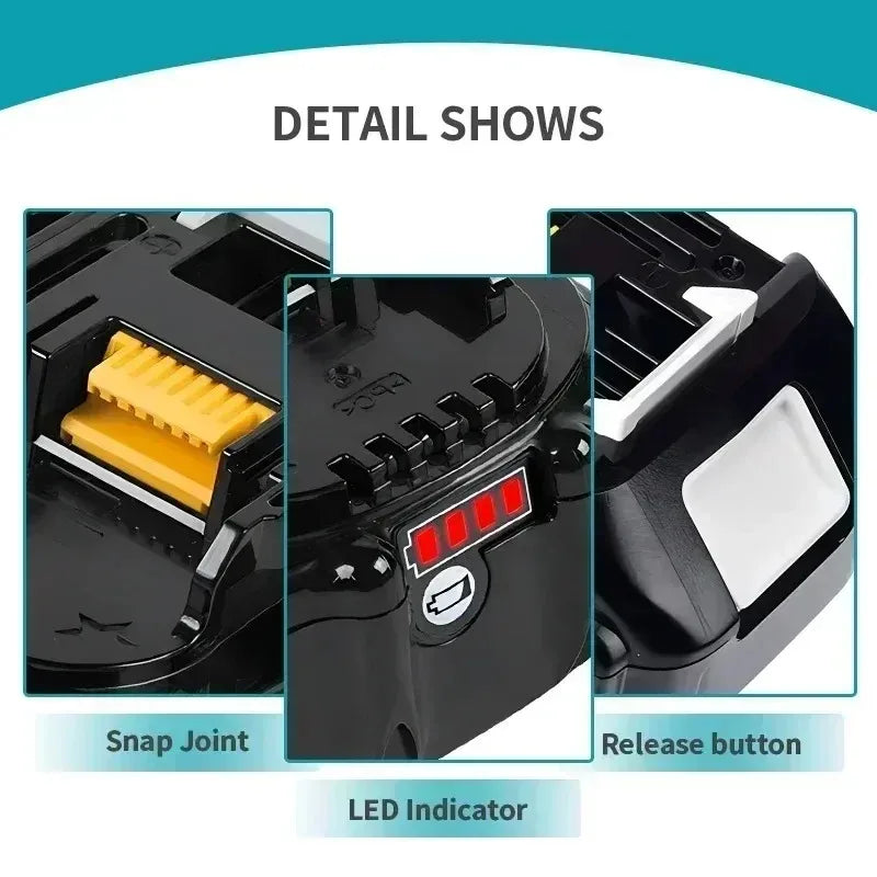 Makita 18V High‑Capacity 6.0Ah Lithium‑ion Battery Fit BL1860B BL1850B BL1840 BL1830 BL1815 Cordless Power Drill Battery Pack