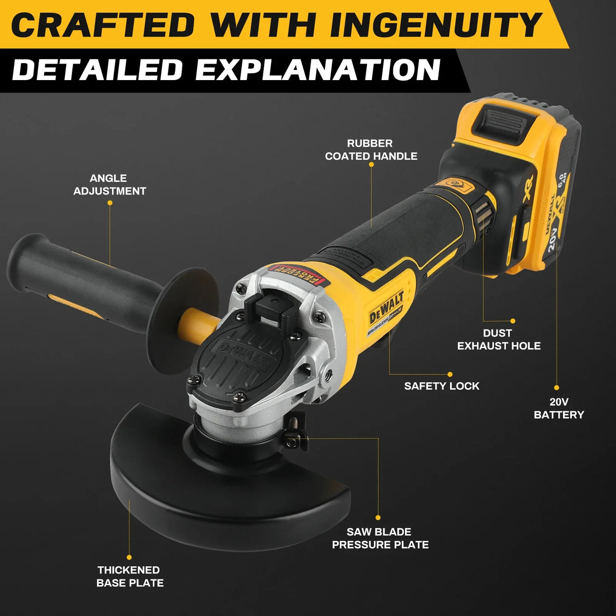 DEWALT DCG406 20V MAX Cordless Brushless 125mm Angle Grinder,Bare Tool Only - Efficient Cutting, Grinding & Polishing Machine