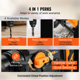 SucceBuy 1500W Rotary Hammer Drill Max Drilling 32mm 4 Modes Plus Corded Demolition Chipping Metal Concrete Breaker Jackhammer