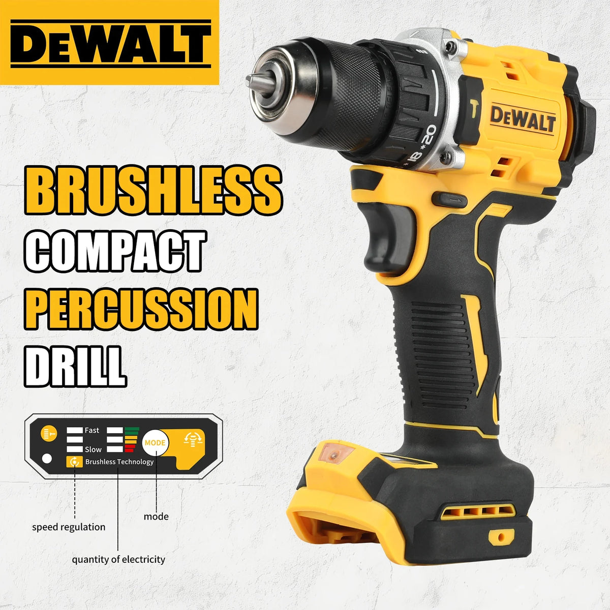'2026 New!' DEWALT DCD805 Brushless Compact Percussion Drill Rechargeable Lithium Battery 20V Electric Multi-Function Drill