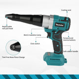 Makita Brushless Cordless Electric Rivet Gun 3.2-4.8mm ,18V Battery for Stainless Steel Aluminum Rivets DIY & Industrial