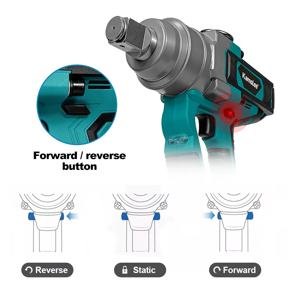 Kamolee 5000 N.M Torque 1 Inch Brushless Electric Impact Wrench Lithium-Ion Battery For Makita 18V Battery