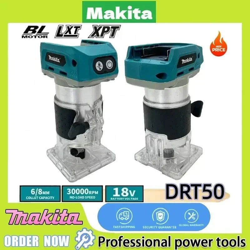 Makita 18V LXT DRT50 Brushless Cordless Trimmer for Laminate Trimming and Cabinet Joint Preparation Woodworking Tool