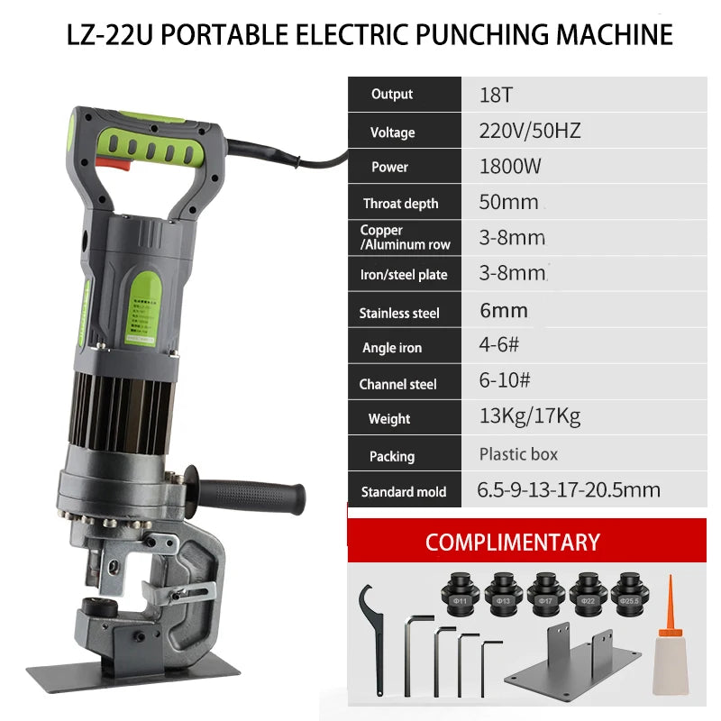 Electric Hydraulic Punching Machine Pure Copper Motor Angle Iron Steel Punching Heavy Duty Hole Punch Tool for Steel Portable