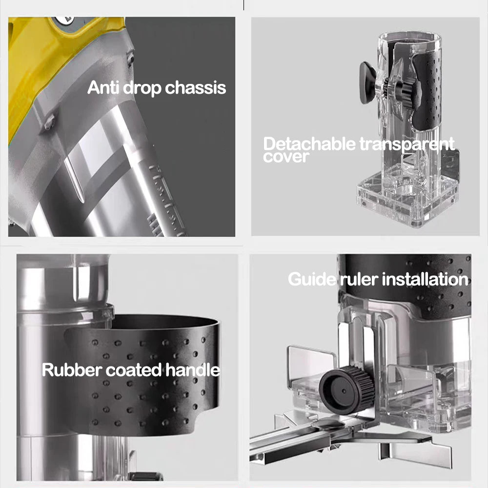 Brushless Electric Trimmer Woodworking Trimming Machine Wood Router Milling Engraving Slotting Machine For Dewalt 18V BatteryPin