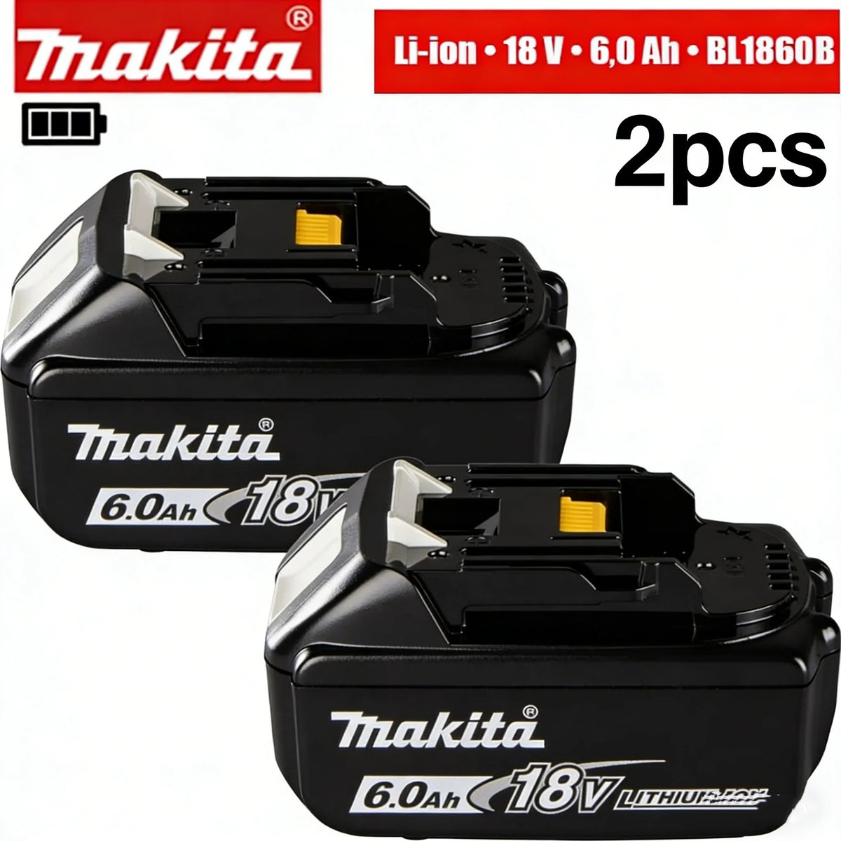 2026 18V Makita BL1860 BL1850B BL1850 BL1840 BL1830 Screwdriver Battery & Charger 18v Replacement Power Tool Batteries.