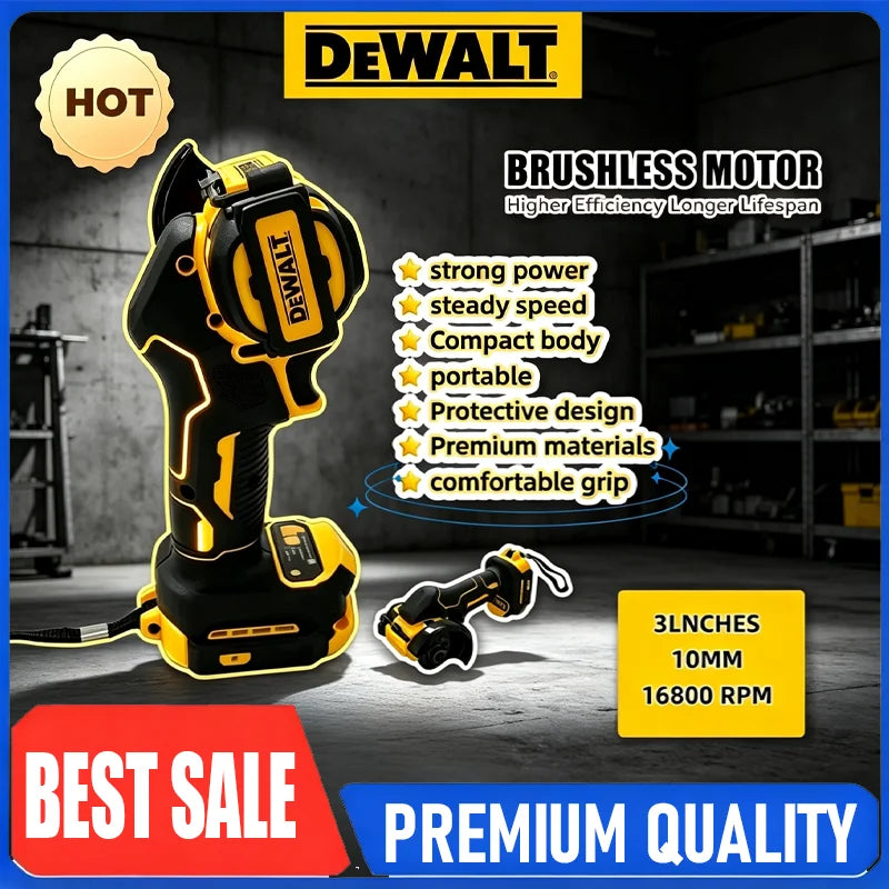 Cordless Mini Angle Grinder DEWALT 3 Inch Polishing Grinding Machine Electric Cutting Power Tool for 18V 20V Battery