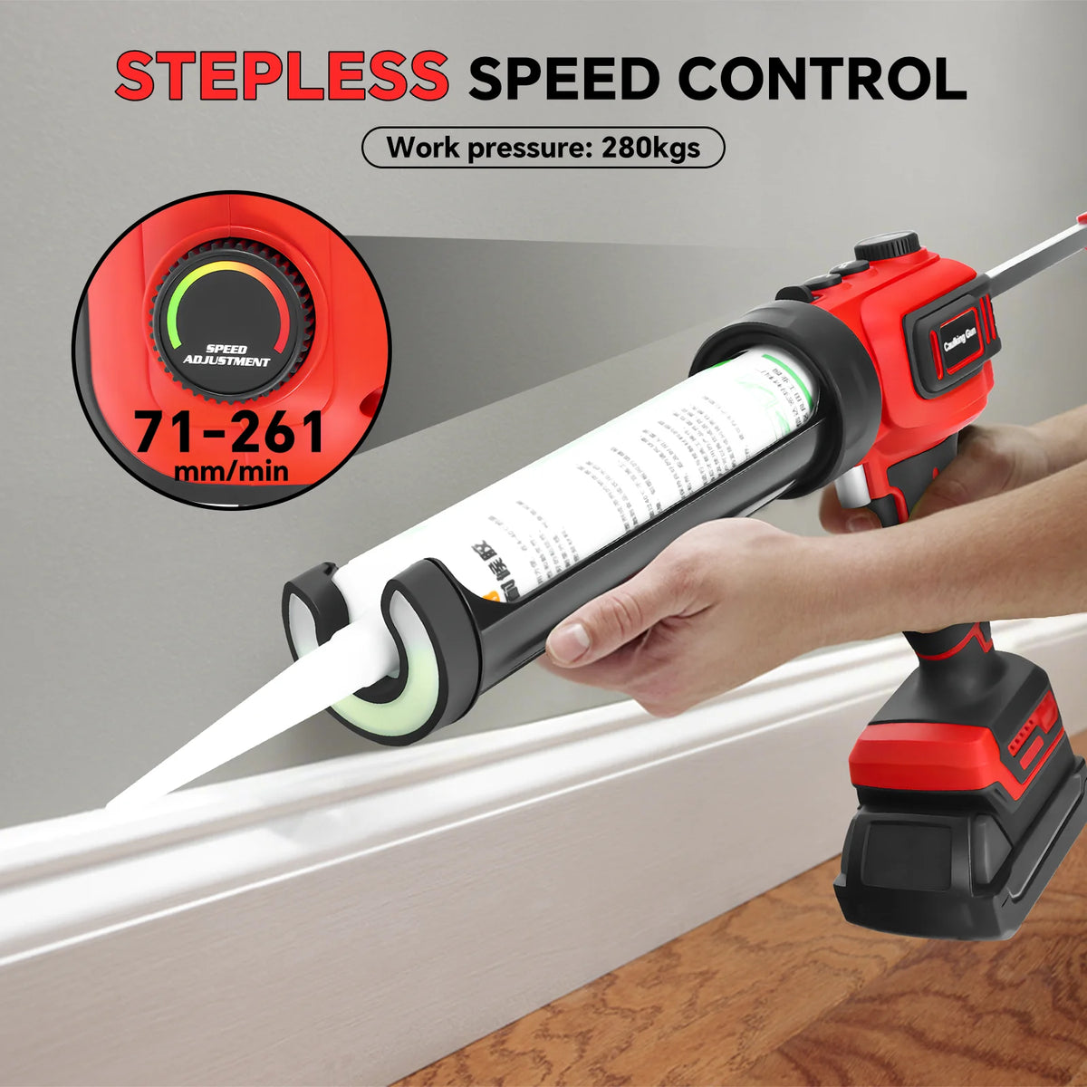 Cordless Caulking Gun Electric Silicone Gun Drip-Free Adhesive Sealant Gun Filling Sealing Power Tool for Milwaukee 18V Battery