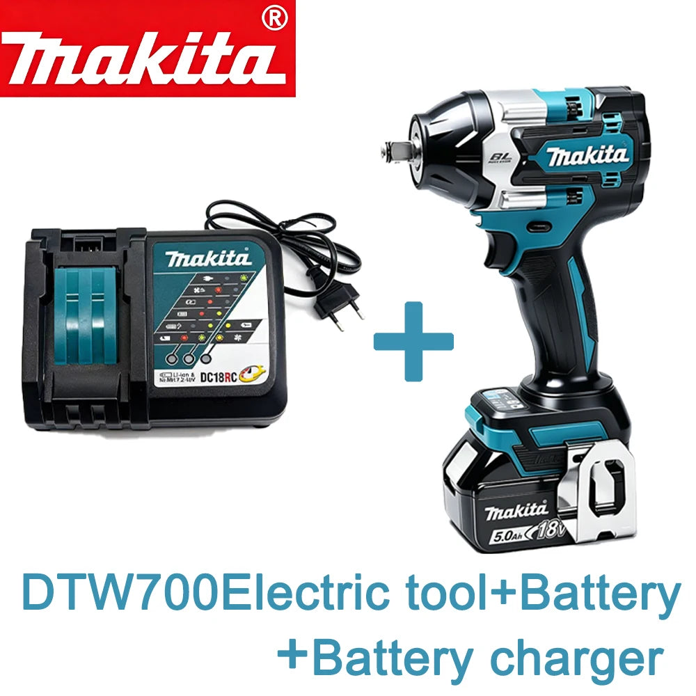 Makita DTW700 Cordless Impact Wrench 18V Brushless Motor 1000Nm Variable Speed Electric Wrench High Effieiency Durable Auto Stop