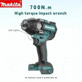 Makita DTW700 18V Brushless Cordless Impact Wrench 1000N·m 1/2 Inch Drive for Truck Tire Removal Suspension Bolt Fastening Home