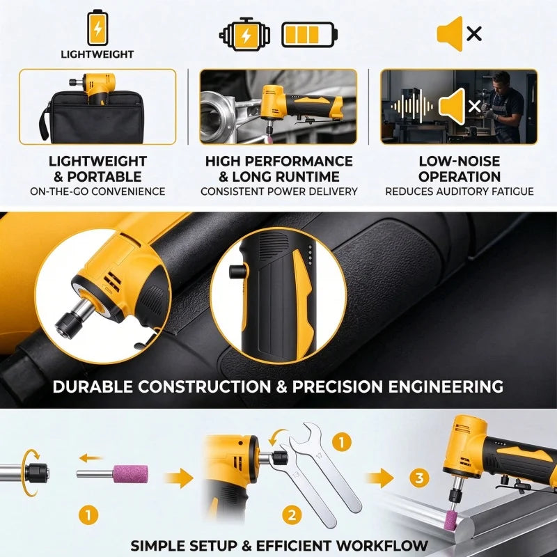 Brushless Cordless Right Angle Die Grinder 4-Speed Adjustable Power tool for Dewalt 20V Battery
