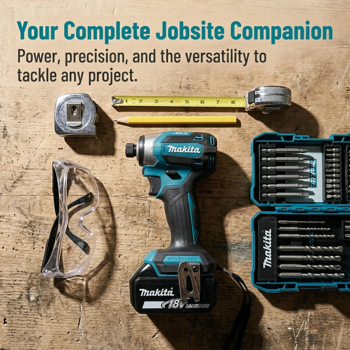 Makita 18V Brushless Bare Unit DTD173 Impact Driver T Mode LED For Driving Lag Screws During Backyard Pergola Frame Assembly