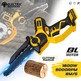 8 Inch Brushless Electric Chainsaw 5000rpm Garden Pruning Saw Woodworking Cutting 35cm Diameter for Makita 18v Battery Pin