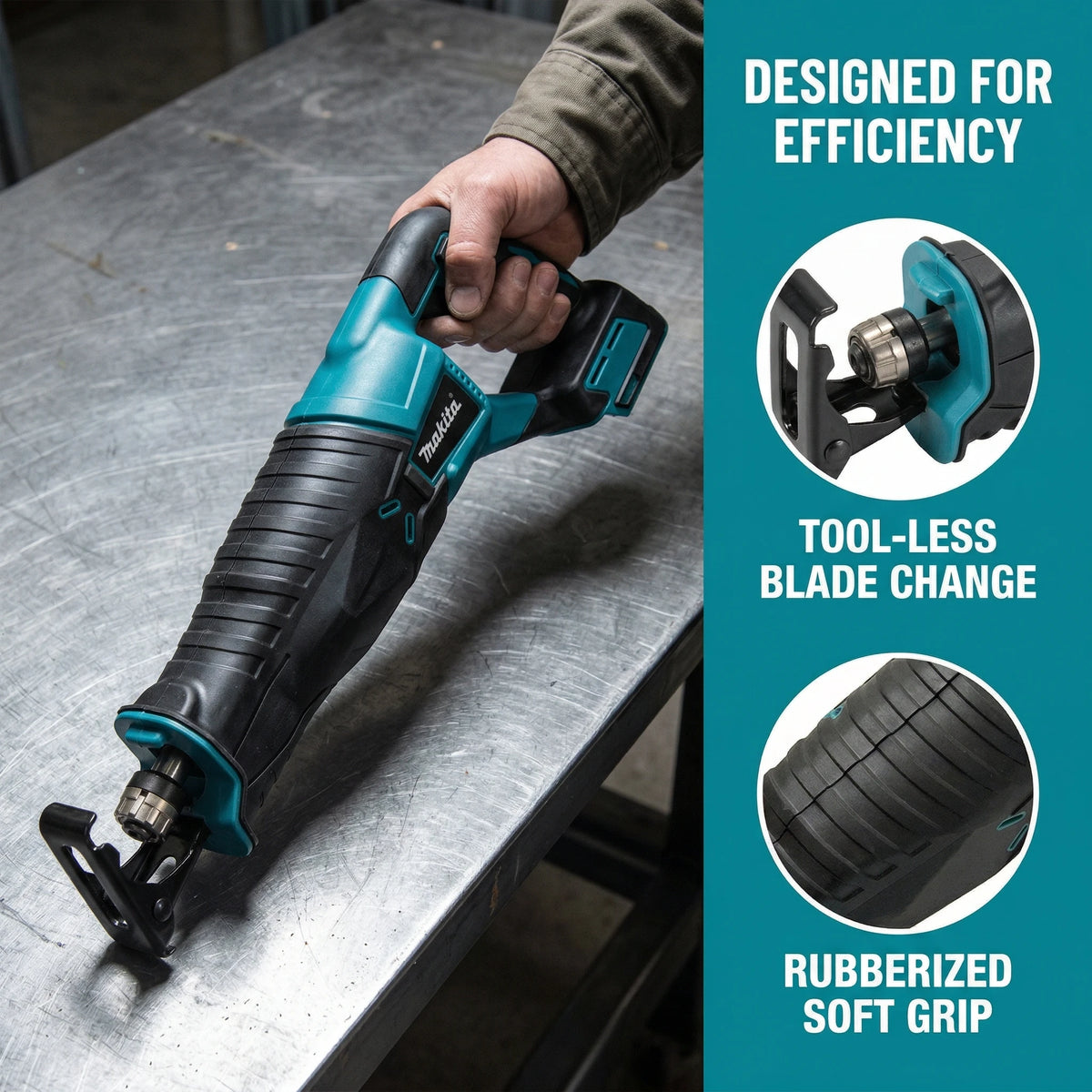 Makita Brushless Recip Saw, Cordless Power Tool for 18V & 20V Battery, Portable with 4PCS Blades, Wood/Metal Cutting Saw