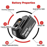 Original Makita 18V LXT Power Tool Battery 6.0Ah BL1860B Rechargeable Lithium-Ion Pack BL1840B BL1850 BL1860B BL1890