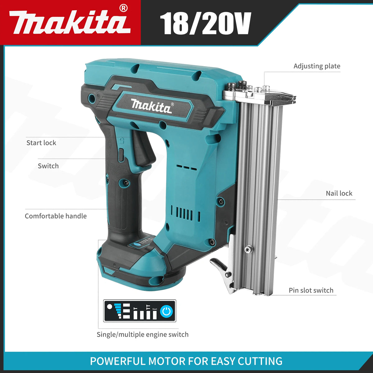 Makita F30 Old/New 18V Battery Brushless Cordless Brad Impact Nail Gun 10-30mm 18Ga Single/Burst Woodworking Too