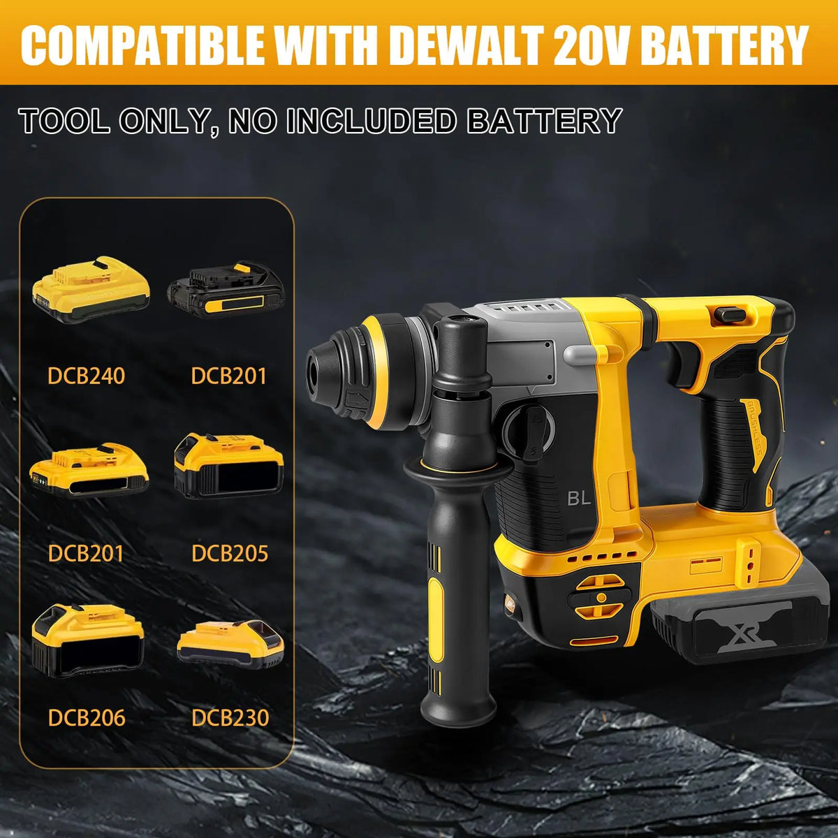 2 Modes SDS Metal Concrete Breaker Jackhammer Tools For DeWALT 20V Battery Brushless Rotary Impact Hammer Drill Cordless