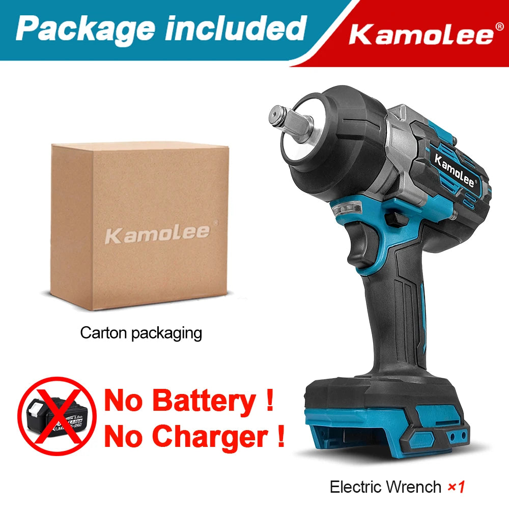 Kamolee 3100NM Wireless Charging High Torque Wrench 1/2 Inch Repair Electric Impact Wrench is compatible with Makita 18V battery