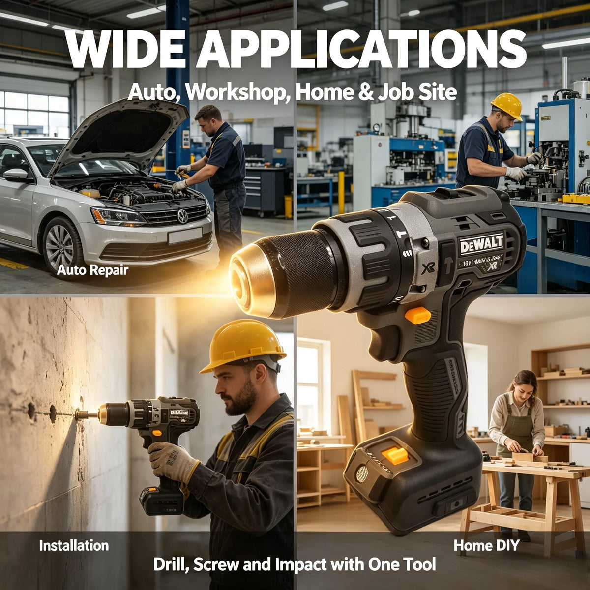 DCD791 DEWALT Compact Brushless Cordless Drill Driver, Multifunctional Rechargeable Screwdriver for Household Use