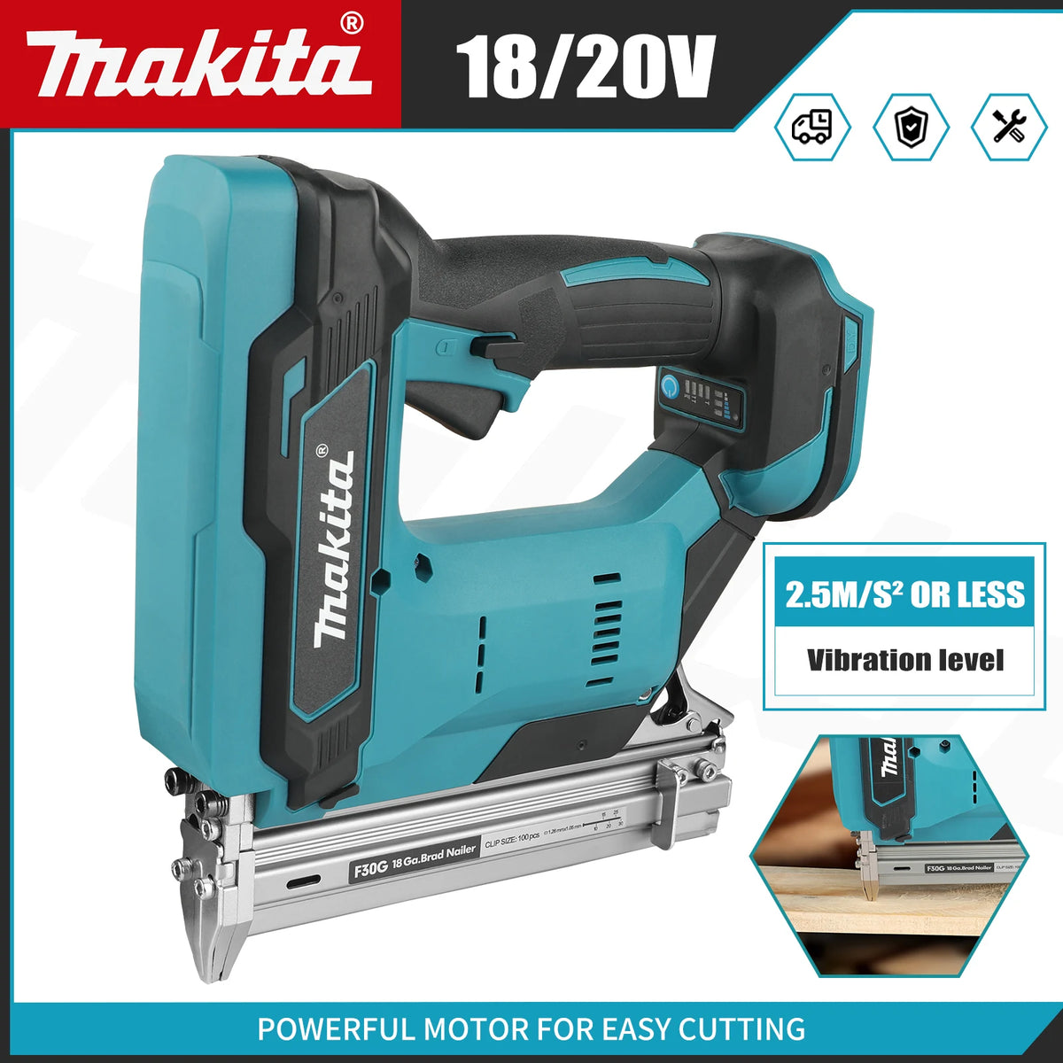 Makita F30 Old/New 18V Battery Brushless Cordless Brad Impact Nail Gun 10-30mm 18Ga Single/Burst Woodworking Too