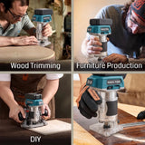 HAOLTON Makita 18V Brushless Cordless Trimmer 6.0Ah Li-ion Battery Professional Milling Slotting Edge Woodworking Power Tool