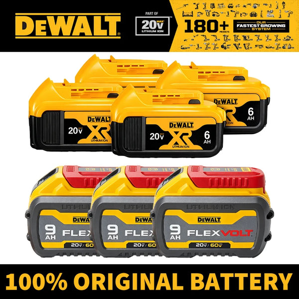 100% Genuine Dewalt Battery 60V 9Ah Lithium-ion Battery, 20V 6Ah Replacement Battery DCB609 DCB206 DCB184 DCB200 DCB1104 Charger