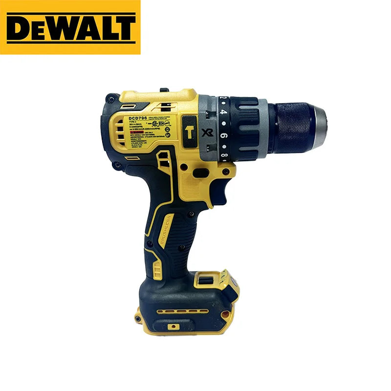 Dewalt DCD796 18V Brushless Impact Drill, Cordless Rechargeable Multifunctional Portable Power Tool for Drilling & Fastening