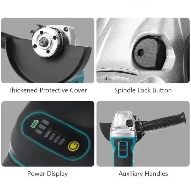 Makita DGA404 18V 125mm Brushless Angle Grinder Cordless Rechargeable Power Tool（2 Batteries and 1 tool）