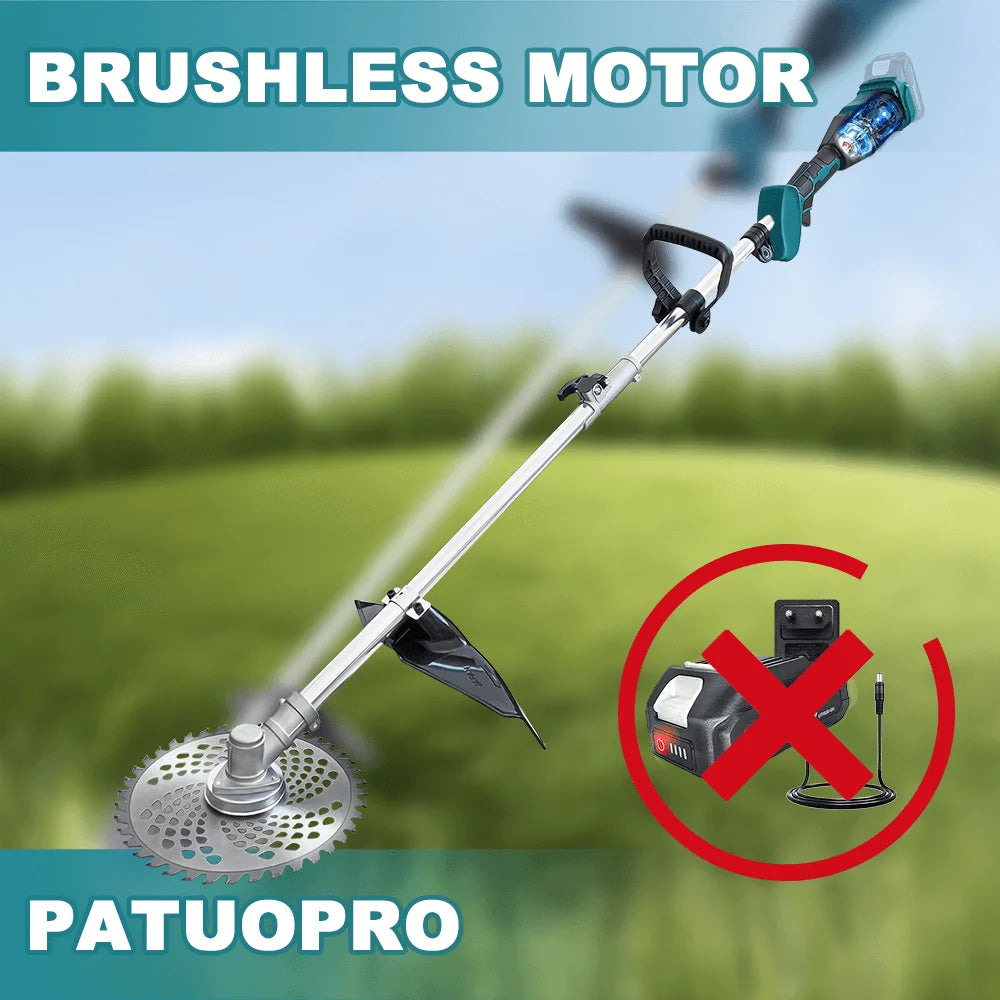 Brushless 9 Inch Cordless Lawn Mower Portable Adjustable Length Electric Grass Trimmer Cutter For Makita 18V Battery(No Battery)
