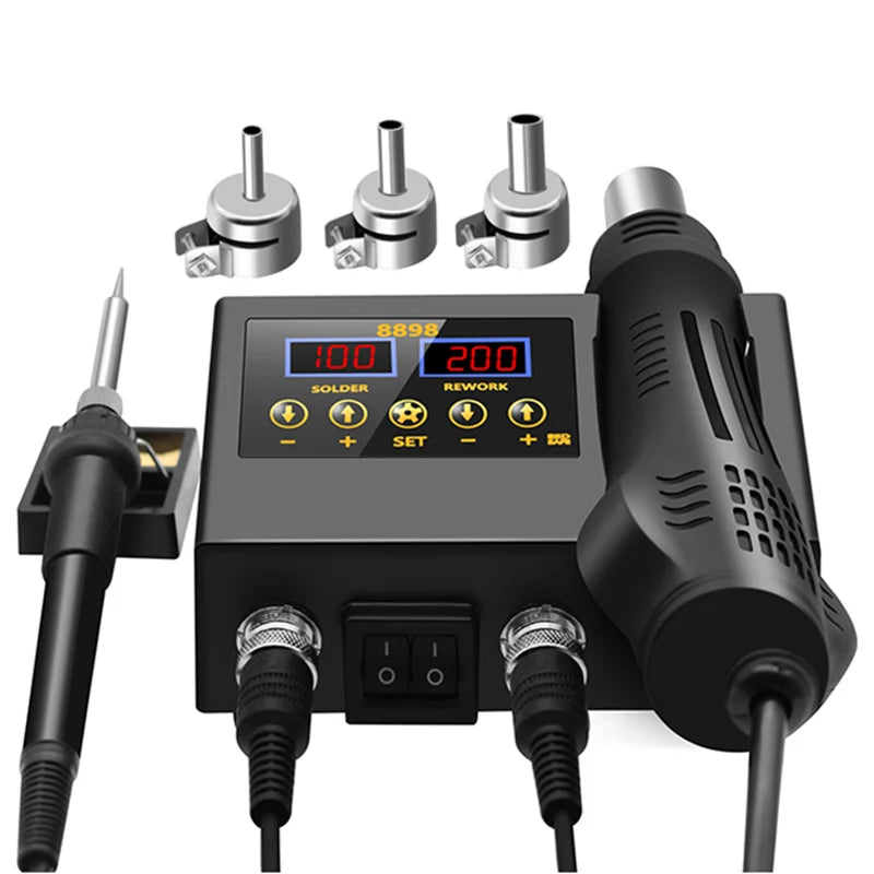 8898 Soldering Station Portable Digital Hot Air Gun BGA Rework Solder Station Hot Air Blower Heat Gun Desoldering VS 8586D 8586