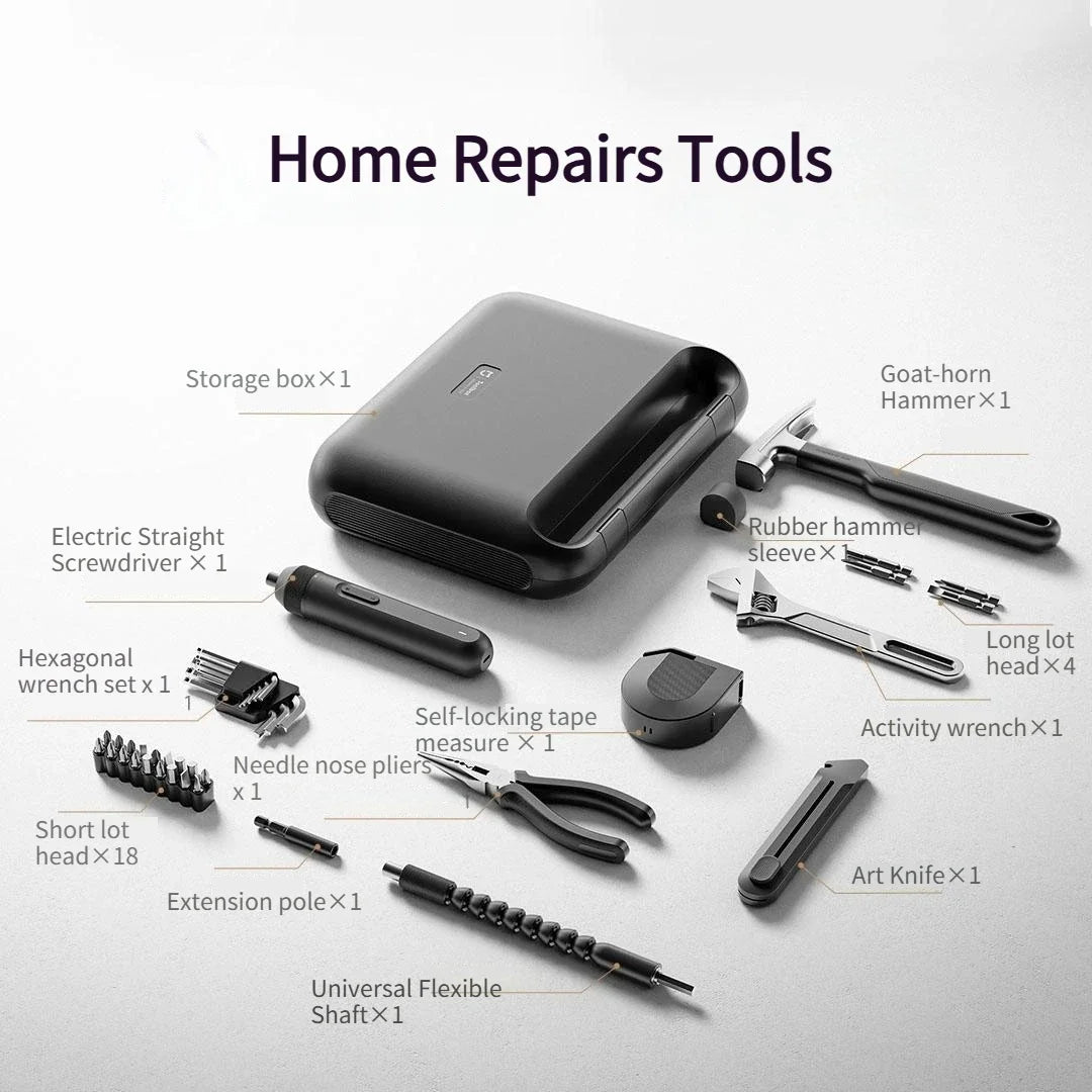 Mijia Power Tool Combo Kits Electric Screwdriver Self-lock Tape Measure Pliers Wrench Home Repair DIY Hand Tool Set