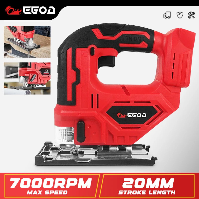 Electric Goddess Cordless Electric Jig Saw Portable Multi-Function Saw Vertical Wood Power Tool For Milwaukee 20V Battery Pin
