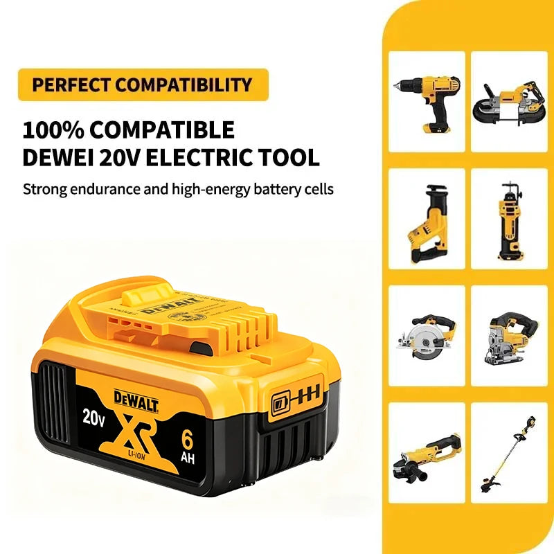 Original Dewalt 20V 6.0Ah Battery Lithium Ion DCB206 Replacement Battery Power Tool Battery Charger Combo DCB184 DCB200 DCB205