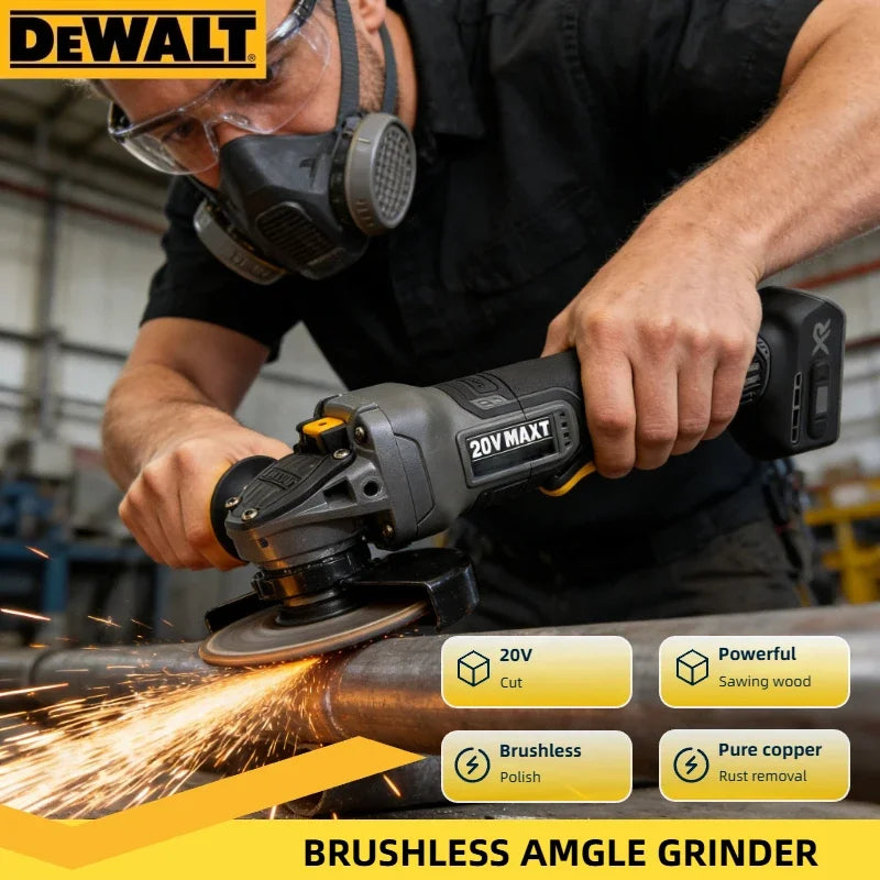 DEWALT DCG406 Brushless 125mm Flat Head Angle Grinder, Cordless Lithium Cutting Power Tool, Bare Tool Only