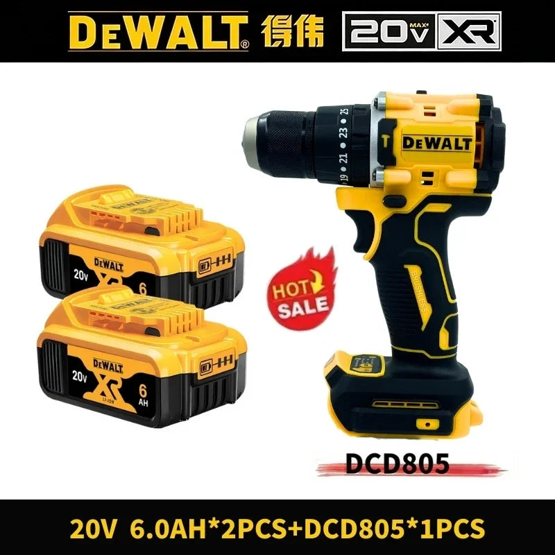 DEWALT DCD805 20V Power Drill Tools, Brushless Impact Drill Cordless Electric Screwdriver, Optional 2Ah 6Ah Lithium