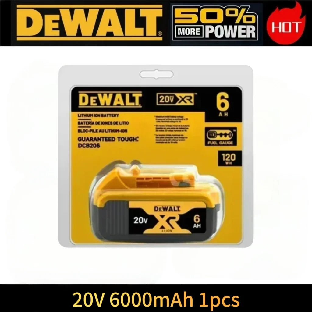 100% Genuine Dewalt 20V 6AH Battery, Rechargeable Lithium Ion Battery, Dewalt DCB200DCBL722/DCL050/DCF850Power Tool Replacement