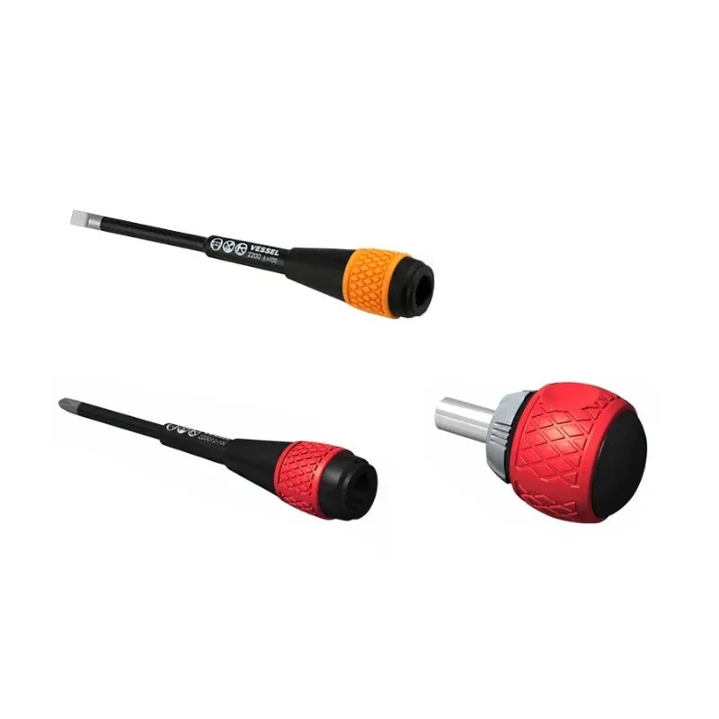 JIS VESSEL NO.2200 +2X100 -6X100 2-Piece Ratchet Screwdriver Set,36 Gear Phillips Screwdriver 2-in-1 Japan Tools