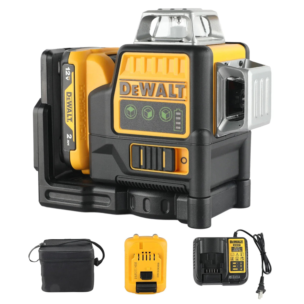 '2026 New!' DEWALT DW089LG 12V MAX Green 3x360 Line Laser Level, 3 Sides 360° Horizontal Vertical Beams Self-Leveling
