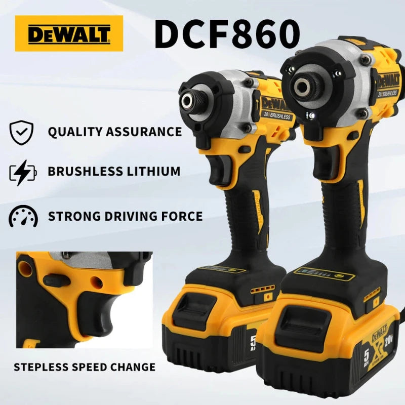 Dewalt DCF860 Cordless Brushless Electric Screwdriver Impact Function 20V Battery 282N.m Brushless Electric Drill DCF850Upgraded
