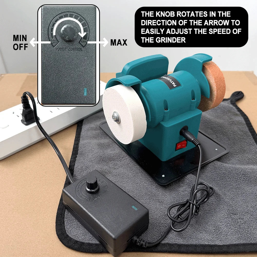 Dual-Wheel Mini Grinder Handheld PolisherCordless Electric Bench Grinder 100/120 Mesh Wheels For Makita 18V Battery(No Battery)