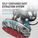 TUNGFULL 9 Inch Electric Wall Sander with Folding Design Self-Dust Collection Double Lamp Long Pole Wall Grinder for Putty Work