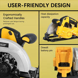 5000rpm 7inch Cordless Yellow Circular Saw Brushless Motor Multi-angle Cutting Woodworking Power Tool for Dewalt 20v Battery Pin