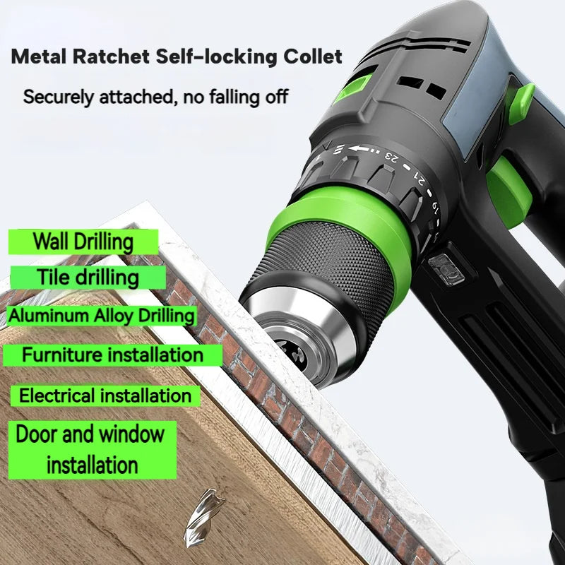 HAOLTON Cordless Brushless Drill 4-in-1 Kit, Quick Release/Offset/Right Angle Chuck, Variable Speed LED, for Makita 18V Battery